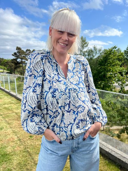 Bilde av Brea Long Sleeve Blouse - Ciel - Ulla Johnson