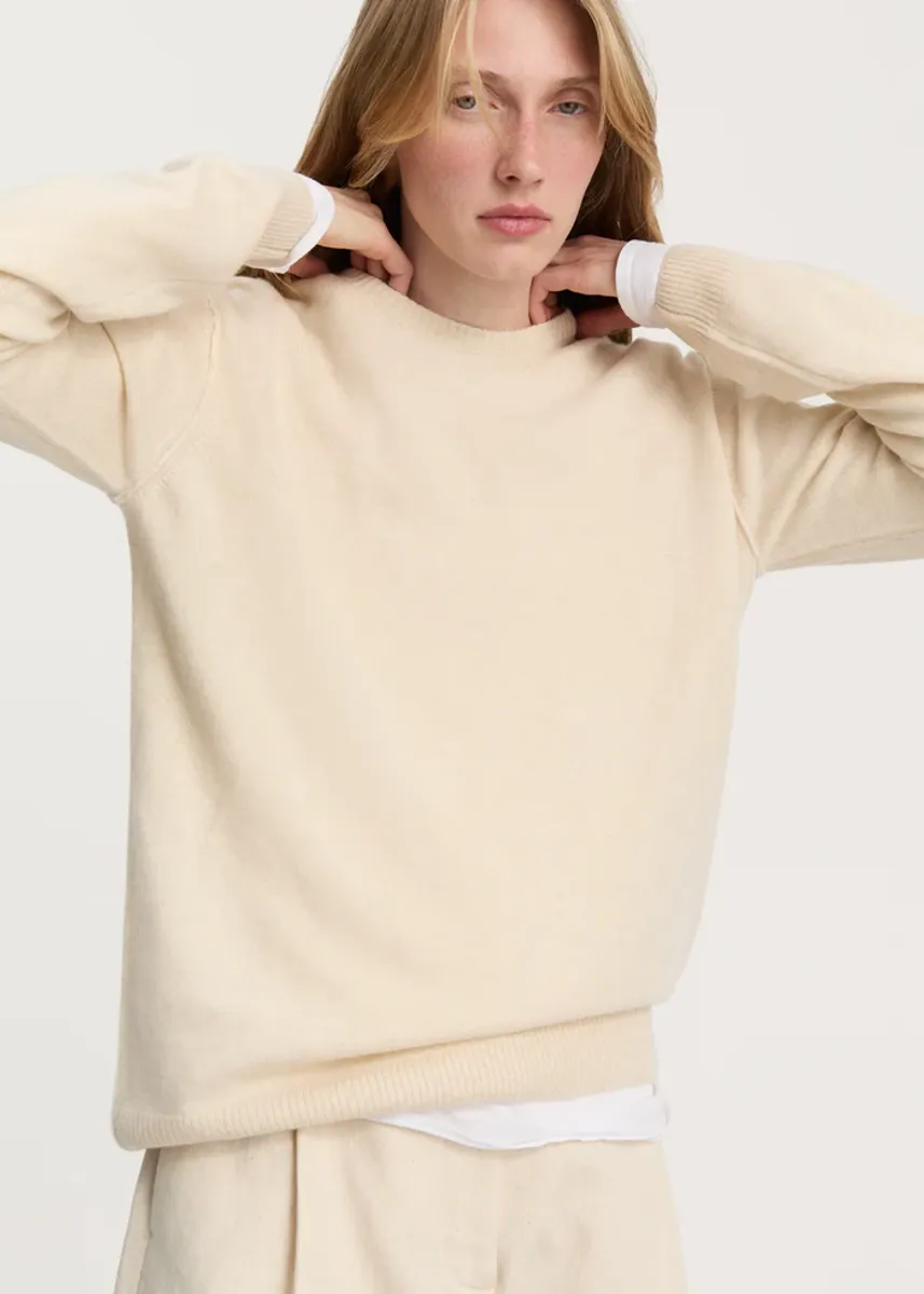  Leonardo sweater – pure cashmere | Pure Ecru Sweater - Aiayu