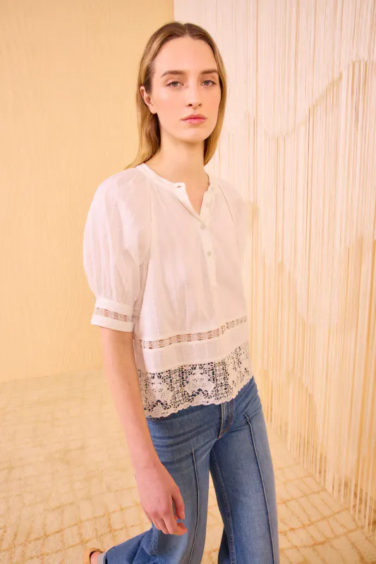 Faye Puff Sleeve Blouse - Pristine - Ulla Johnson