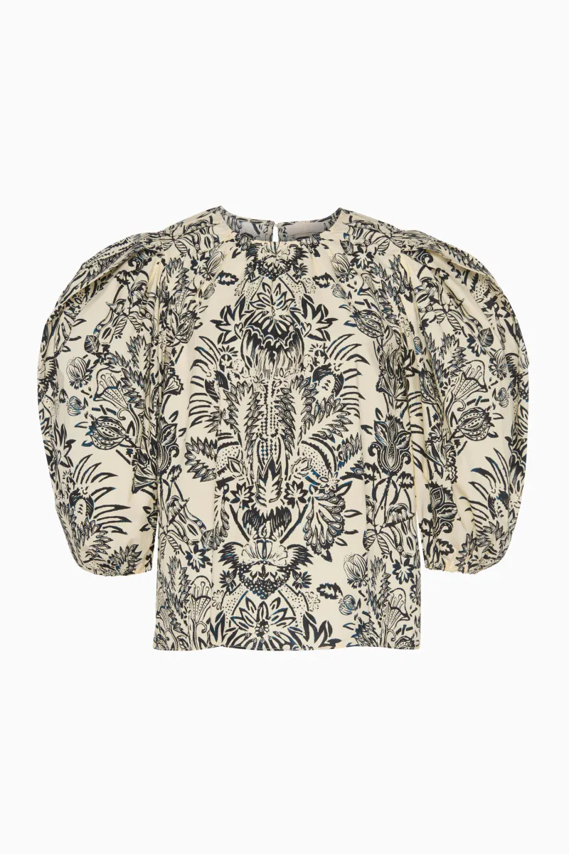 Frantiska Puff Sleeve Top - Ivory Flora - Ulla Johnson