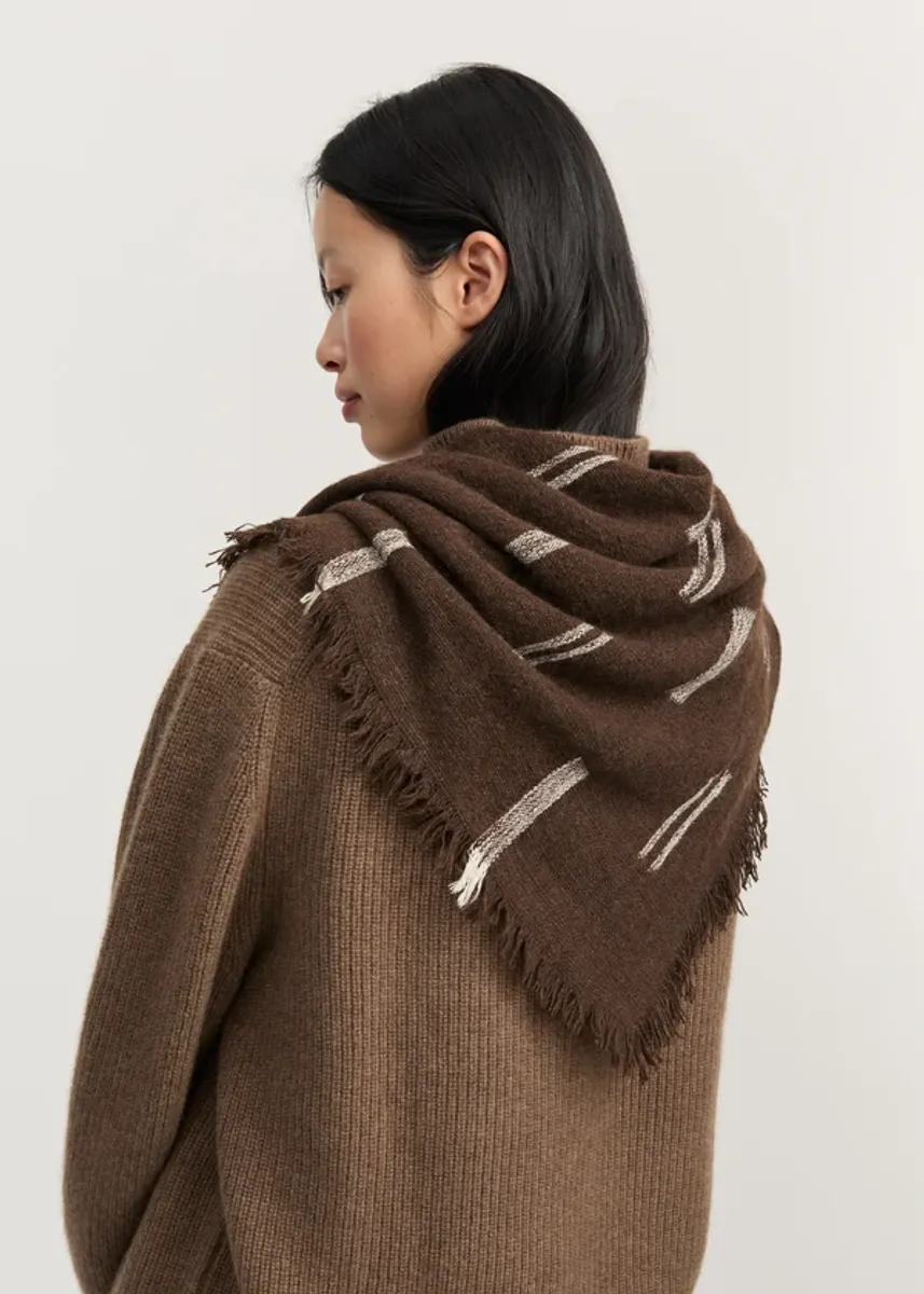 Kiona scarf – yak | Mix pure brown 75x75 - Aiayu