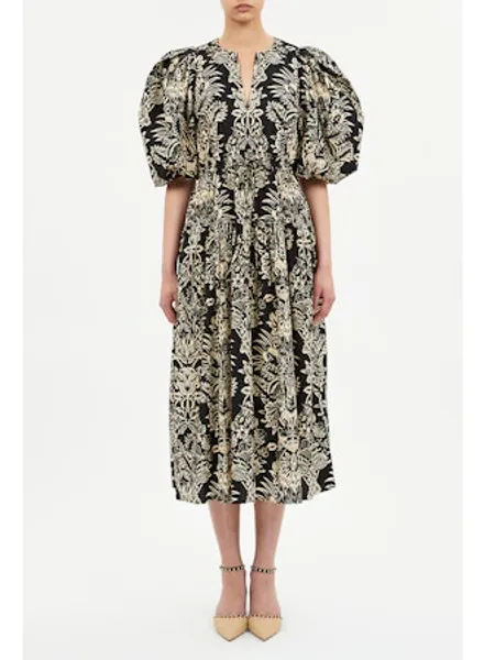 Hovedbilde Harriet Puff Sleeve Midi Dress- Noir flora  - ...