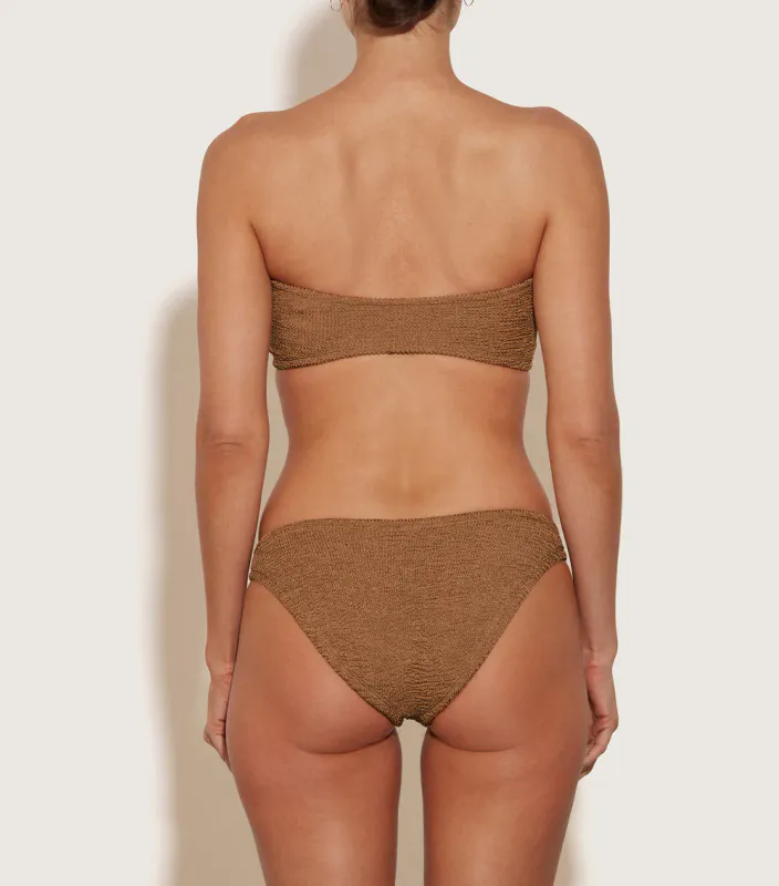 Gloria Bikini With Tonal Hoops Metallic Cocoa - Hunza G